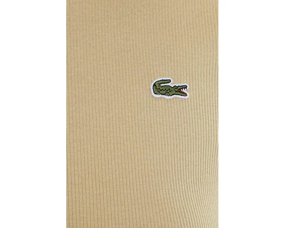 Футболка Lacoste Slim Fit из хлопка с ребристой фактурой и вышитым крокодилом