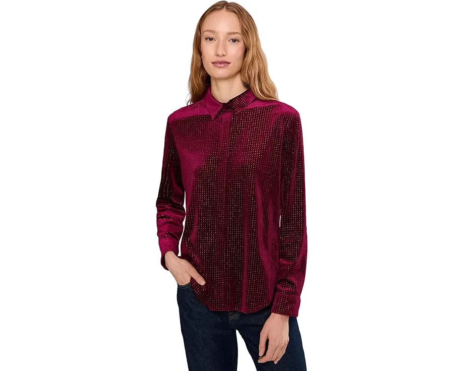Блуза Vince Camuto с пайетками на пуговицах и длинными рукавами