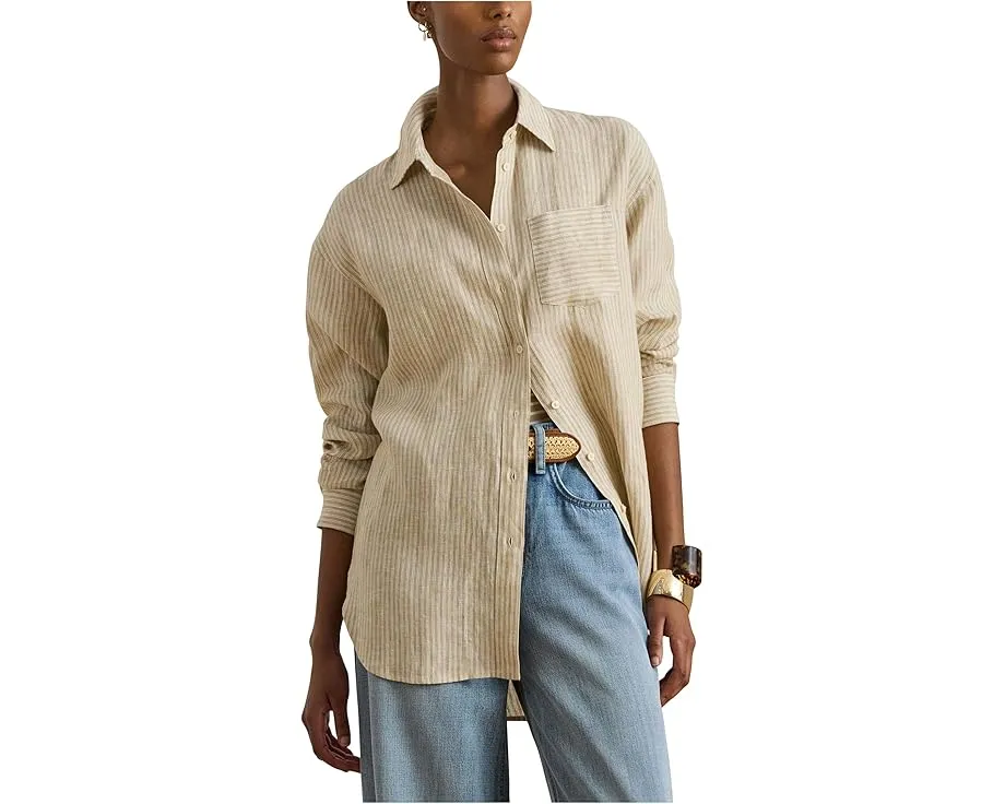 Рубашка Lauren Ralph Lauren свободного кроя из льна в полоску