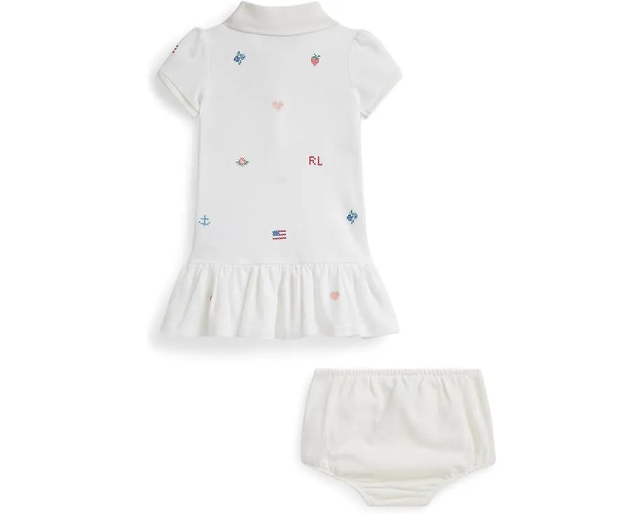 Комплект для девочки Polo Ralph Lauren Kids платье поло и шортики с вышивкой