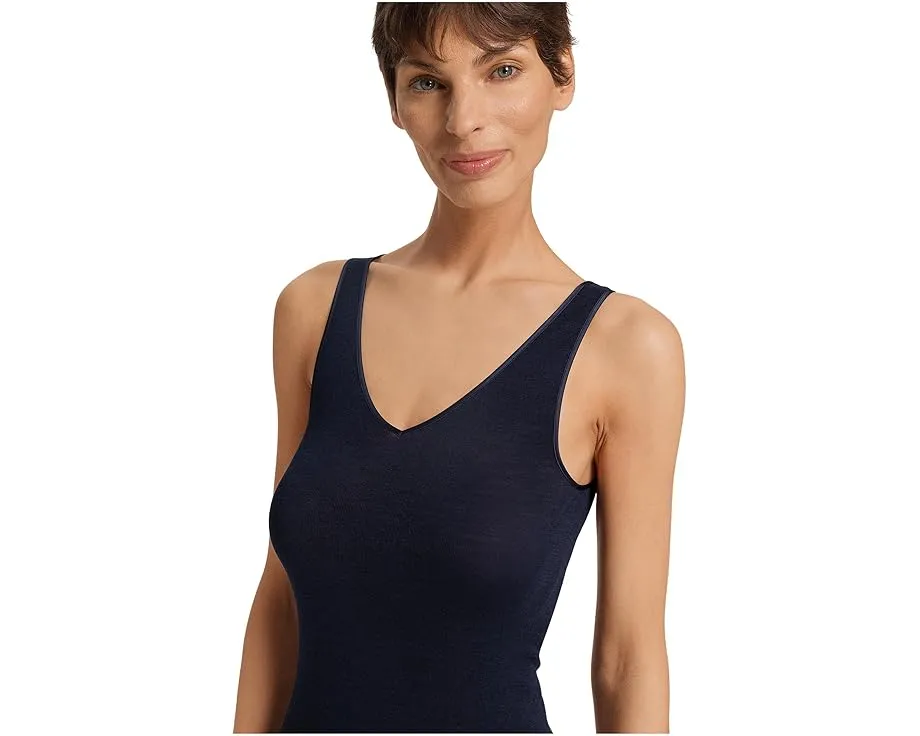 Топ Hanro с V-образным вырезом из шерсти и шелка для термобелья