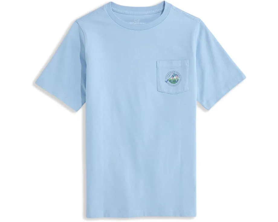 Футболка Vineyard Vines Kids Score It с короткими рукавами карманом и принтом
