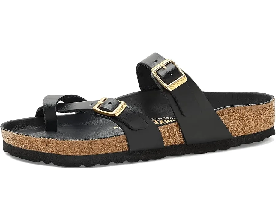 Биркенштоки Mayari из глянцевой кожи с перекрестными ремешками и стелькой из пробки