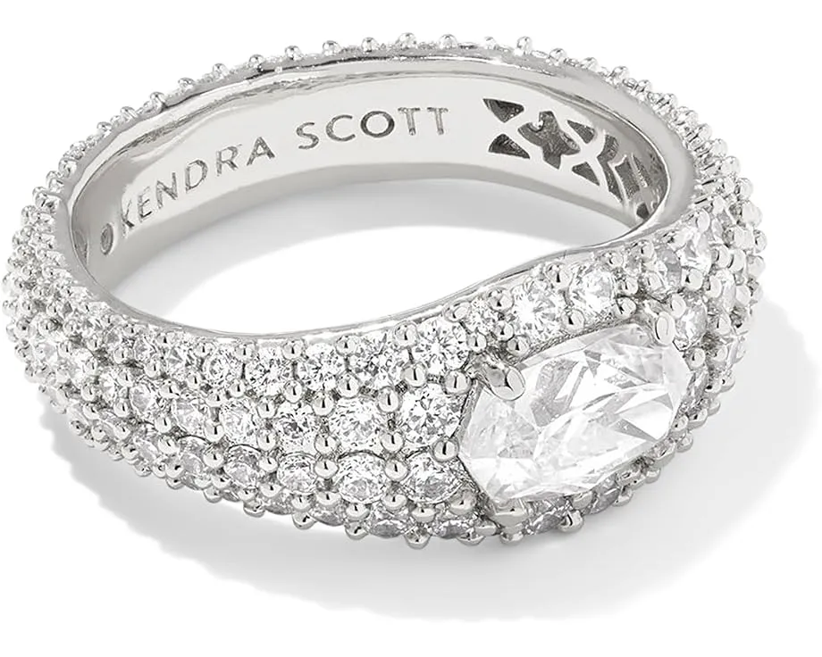 Кольцо Kendra Scott Bella Band с темно-зеленым кристаллом и латунной основой