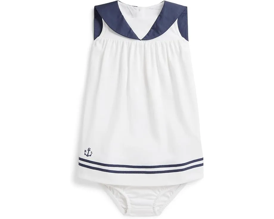 Матросское платье и панталоны из хлопкового интерлока для младенцев