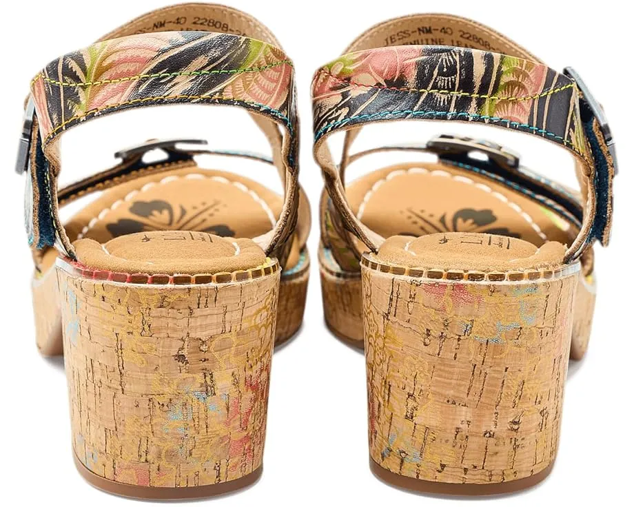 Сандалии Jess от L'Artiste by Spring Step с ручной росписью и пробковым каблуком