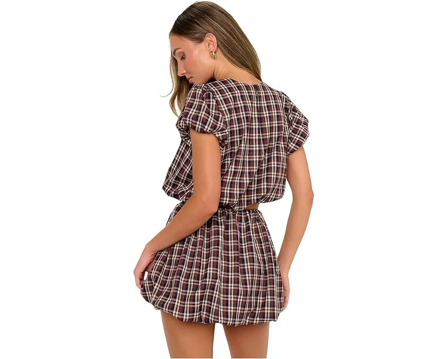 Кроп-топ Show Me Your Mumu Highland в клетку с пышными рукавами