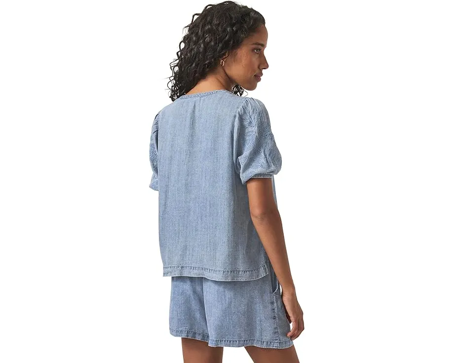 Блуза Splendid Cayden с вышивкой и короткими рукавами-фонариками