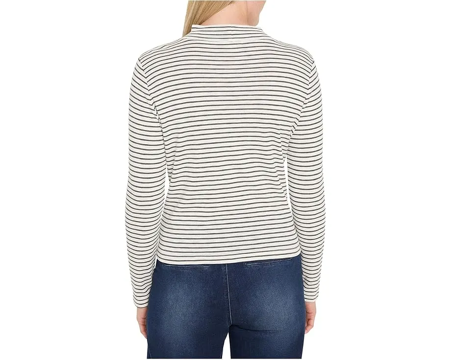 Футболка NIC+ZOE с длинным рукавом и воротником стойка в полоску