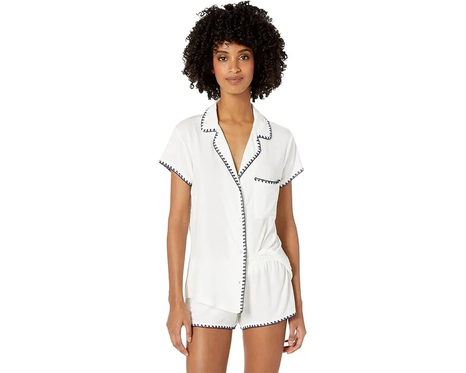 Короткий пижамный комплект Eberjey Frida с декоративной строчкой