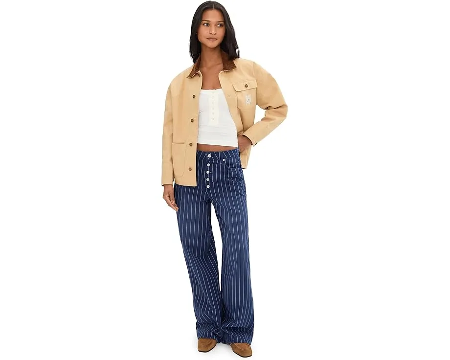 Джинсы Striped Nia BF с низкой посадкой и прямым кроем Free People