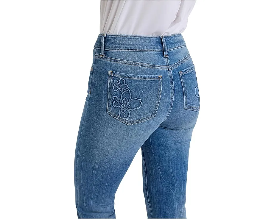 Джинсы NYDJ Marilyn с прямыми штанинами до щиколотки Pacifica с цветочным принтом