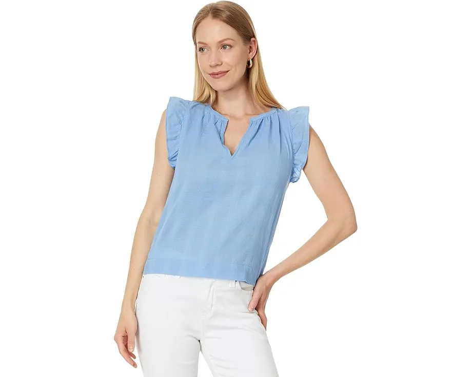 Топ Lilla P Flutter Sleeve с V-образным вырезом и расклешенными рукавами