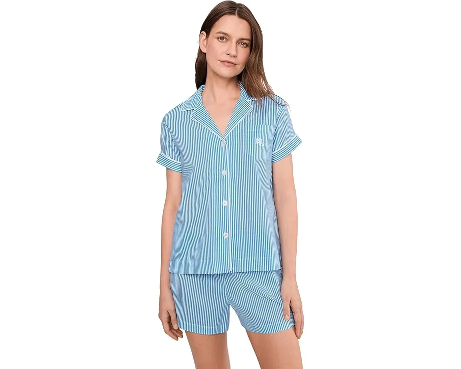 Short Sleeve Notch Collar Boxer PJ Set