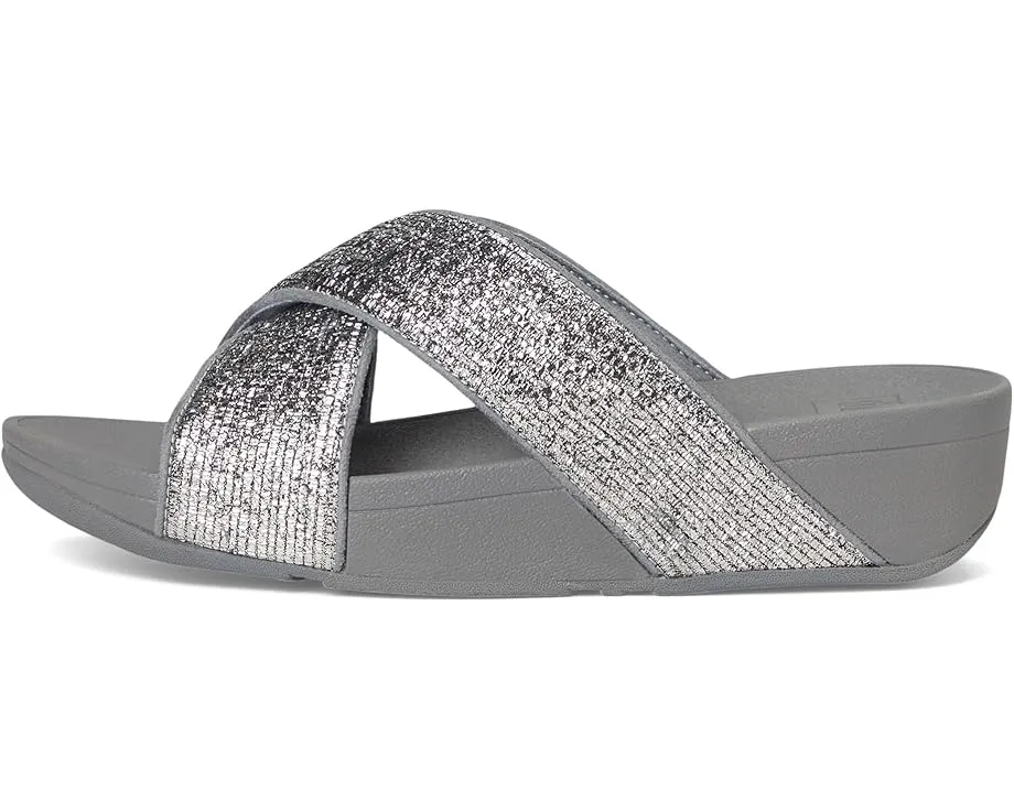 Сандалии Lulu Crinkled-shimmer Cross Slides от FitFlop с блестками