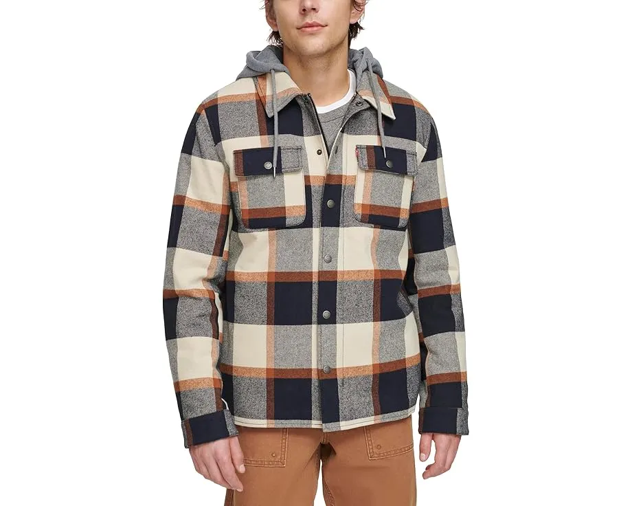 Куртка Levi's из хлопка с капюшоном и подкладкой из шерпи