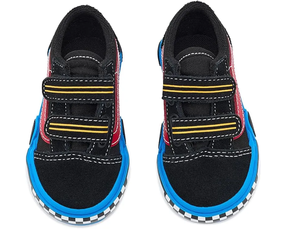 Детские кеды Vans Kids Old Skool V Car на липучке с усиленным мыском