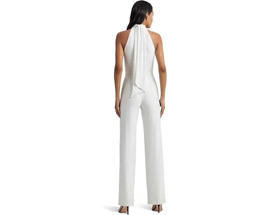 Комбинезон Lauren Ralph Lauren Belted Jersey Halter Wide-Leg с запахом и поясом