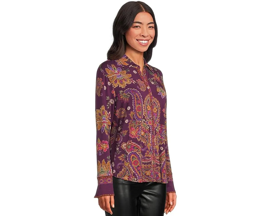 Блуза Johnny Was с ярким узором пейсли и длинными рукавами на пуговицах