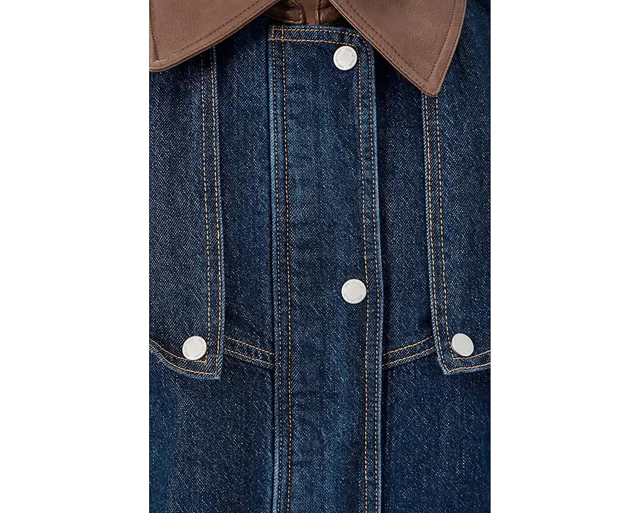 Короткое пальто-накидка Avec Les Filles с кожаными деталями