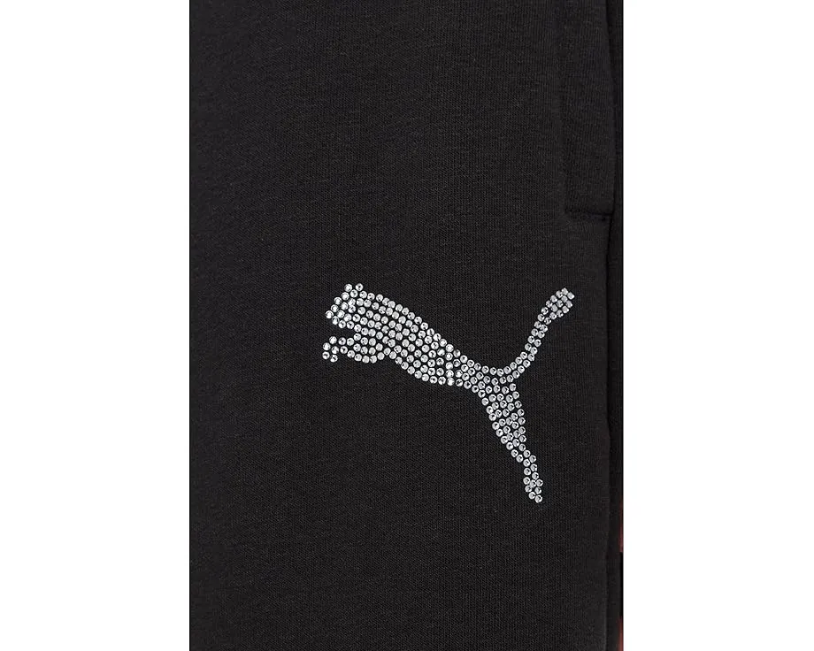 PUMA Essentials Graphics Leo Luxe Bedazzled Slouchy Pants брюки с пайетками из мягкого френч терри