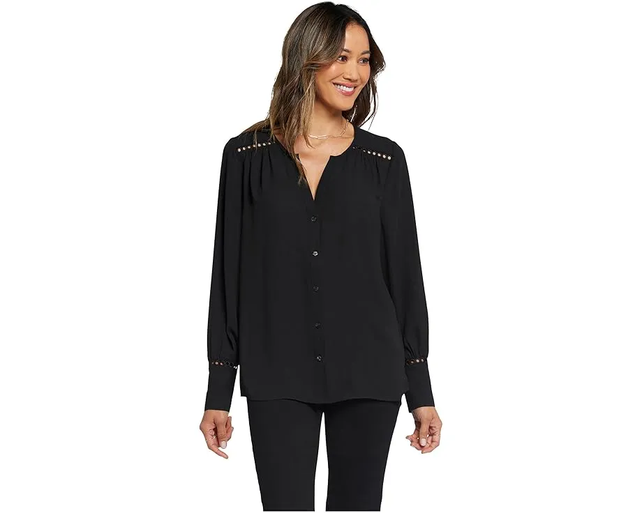 Блуза NYDJ Liliana Lace Peasant с кружевными вставками и длинными рукавами