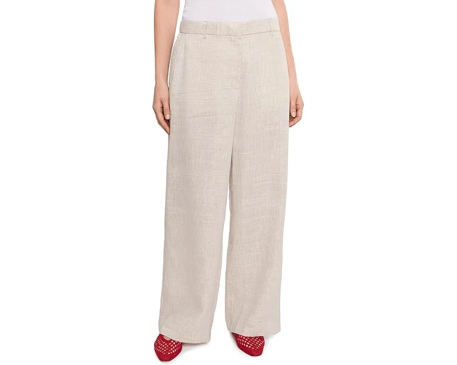 Striped Organic Linen Sheen High Waisted Full Length Trousers