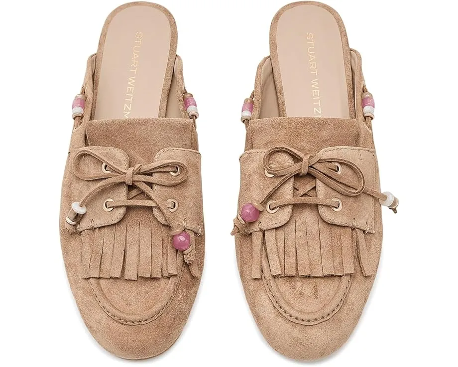 Мюли Stuart Weitzman Majorca Tinsley с круглым носком и бахромой