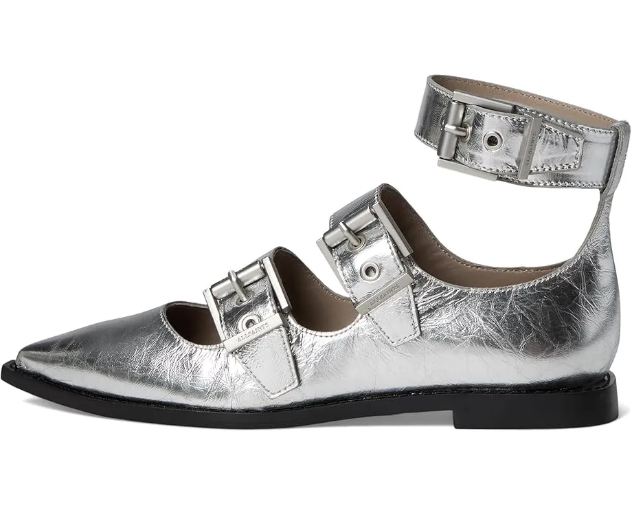 Туфли AllSaints Susan с тремя регулируемыми пряжками из металлизированной кожи