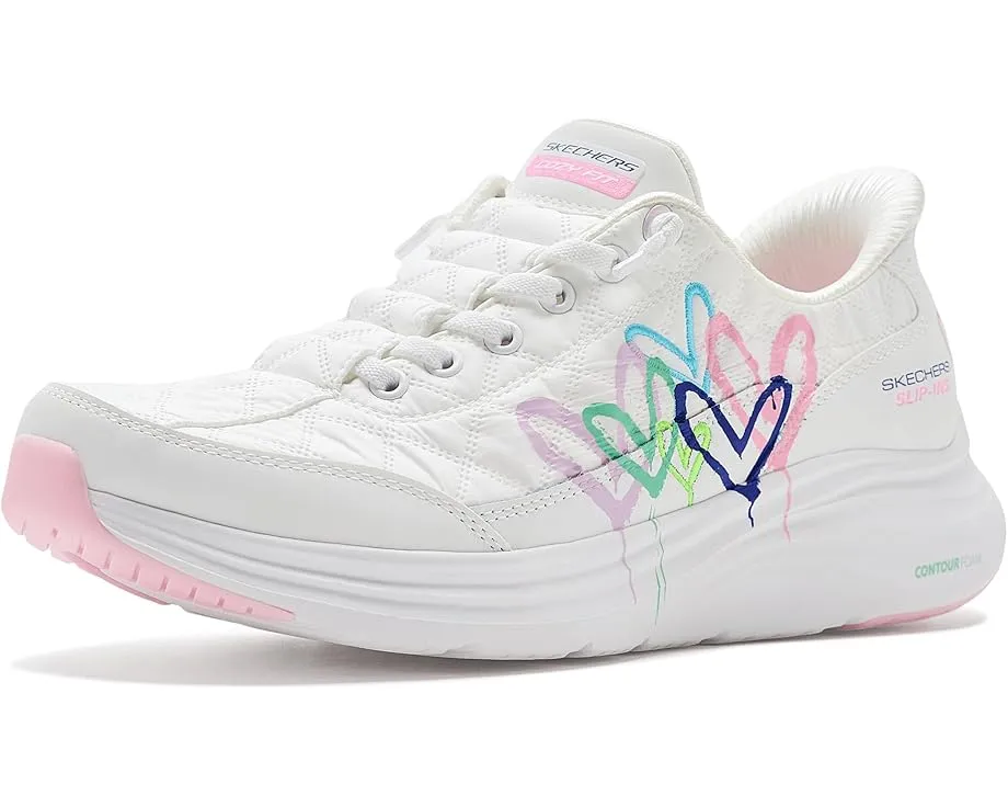 Skechers кеды Contour Foam Cozy Fit Timeless Heart Hands Free Slip-ins с сердечками