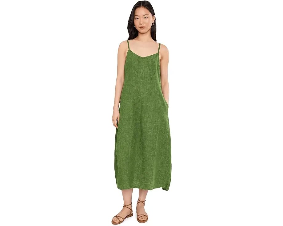 Платье макси Washed Organic Linen Delave Cami с бретелями и вырезом лодочкой Eileen Fisher