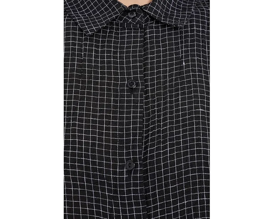 Рубашка с классическим воротником из органического льна Grid от Eileen Fisher