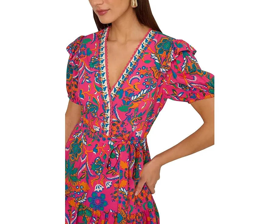 Короткое платье Adrianna Papell с воланами и принтом