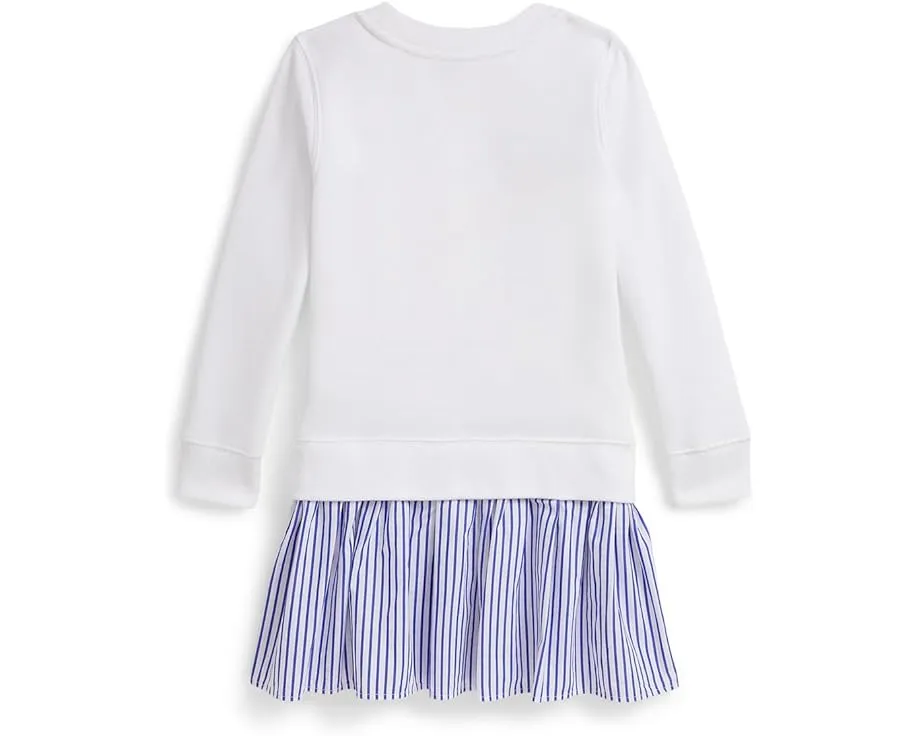 Платье Polo Bear с полосатой юбкой из флиса для малышей и младших детей Polo Ralph Lauren