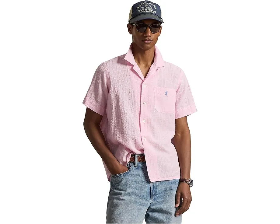Рубашка из льняной смеси с фактурой с воротником-кэмп Polo Ralph Lauren