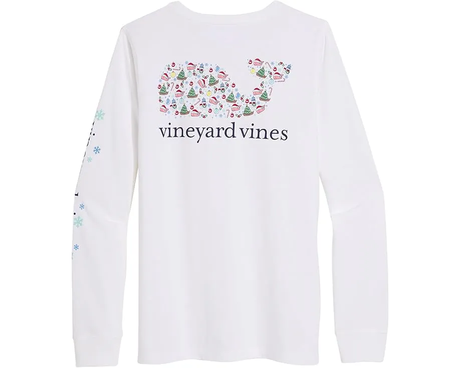Футболка Vineyard Vines Santa Whale Icon с длинными рукавами и нагрудным карманом