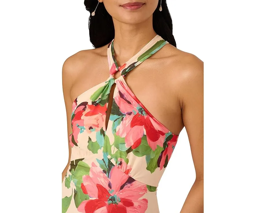 Платье Adrianna Papell миди с бретелью-хомут и воланами