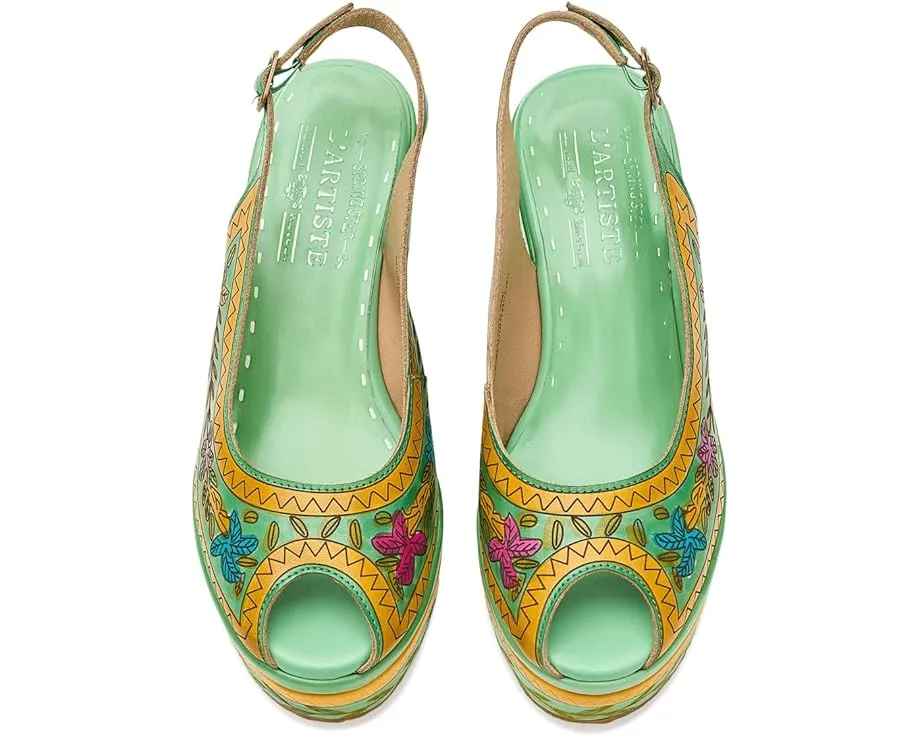 L'Artiste by Spring Step Сандалии Artdevivre с открытым мысом и росписью на платформе
