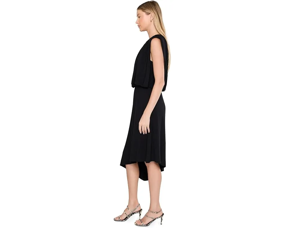 Асимметричное трикотажное платье Draped Asymmetrical Knit Dress Liverpool Los Angeles черное