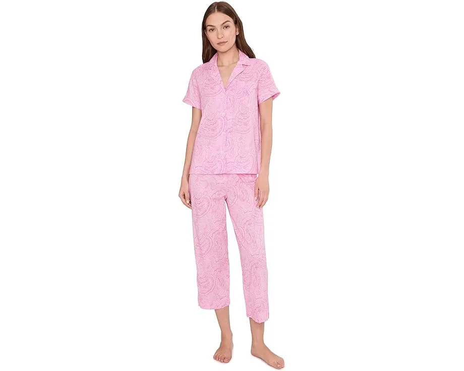 Пижамный комплект Lauren Ralph Lauren с короткими брюками и воротником с лацканами