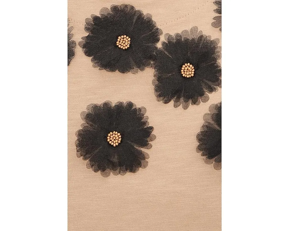 Топ NIC+ZOE Organza Applique с вышивкой бисером и хлопковой тканью