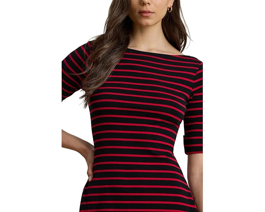 Lauren Ralph Lauren платье миди в полоску из хлопка с эластаном и расклешенным силуэтом