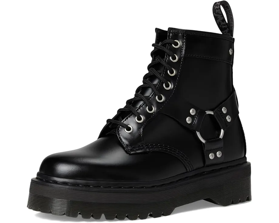 Ботинки Dr. Martens 1460 Quad Harness с 8 люверсами из глянцевой кожи и контрастной фурнитурой