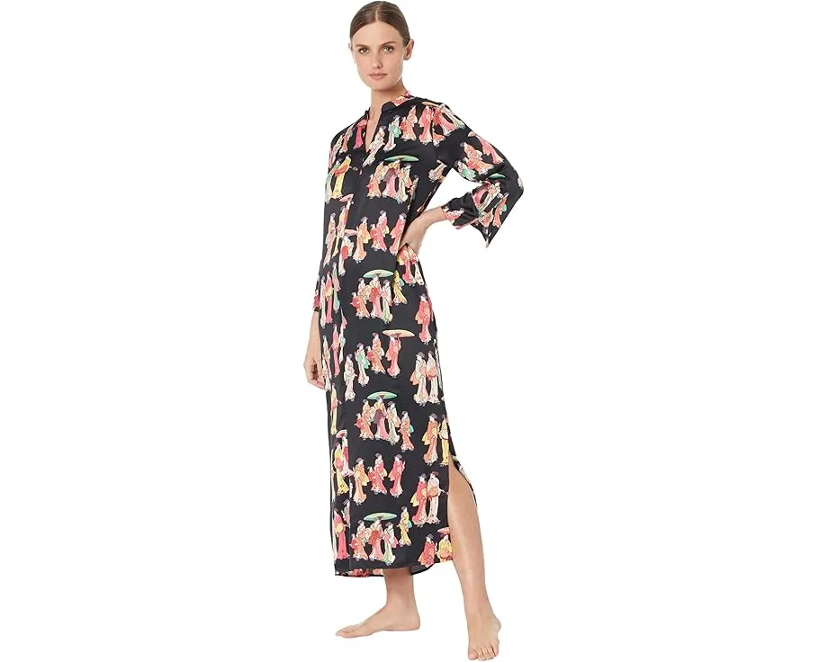 Кафтан Natori Geisha Satin длиной 52 дюйма из стрейч-сатина