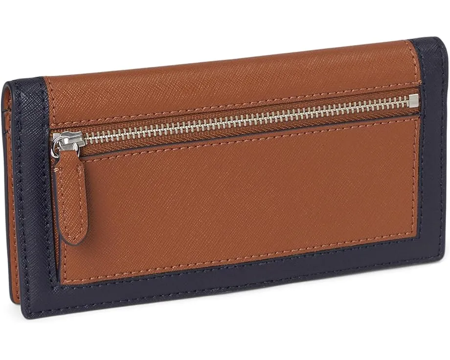 Ультратонкий кожаный кошелек Lauren Ralph Lauren с узором «перекрестная штриховка»