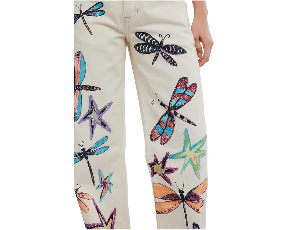 Free People Джинсы We The Free Tennessee Low-Rise Illusions с ручной росписью