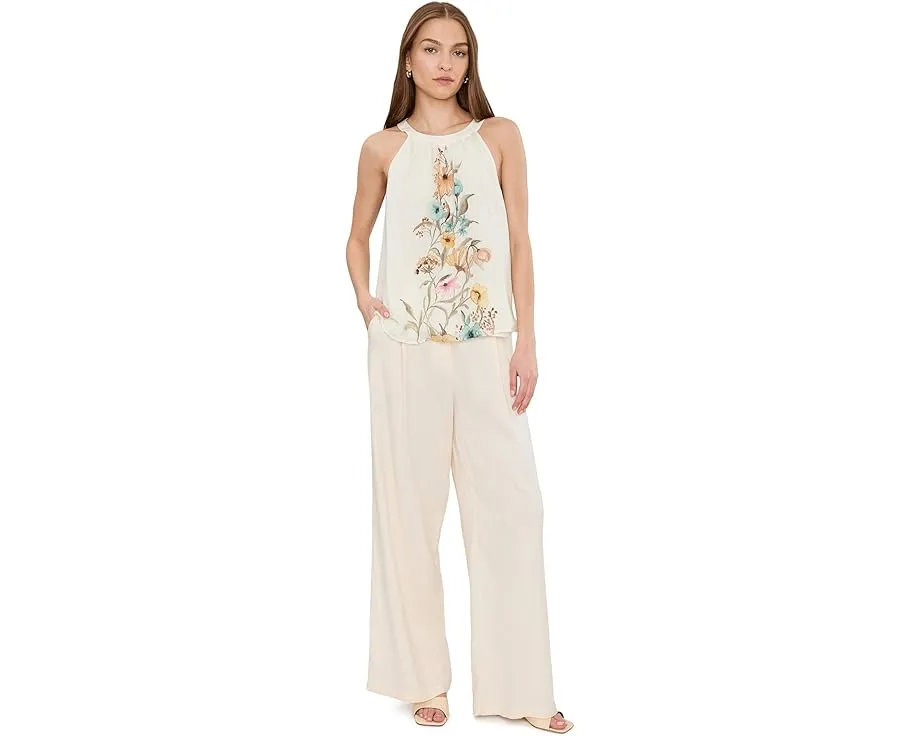 Блуза Vince Camuto без рукавов с высоким воротником и цветочным принтом