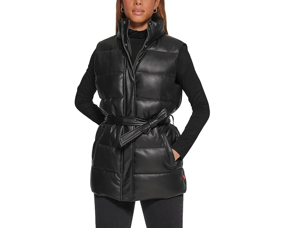 Levi's жилет Vegan Leather Puffer из веганской кожи с поясом