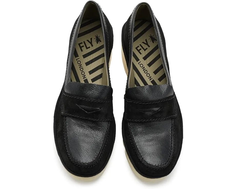 Лоферы FLY LONDON Bilz609fly на танкетке из кожи или замши с округлым носком