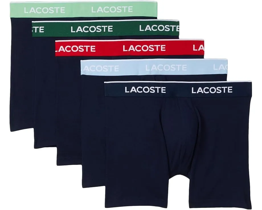 Набор из 5 боксеров Lacoste 5-Pack Cotton Boxer Briefs из хлопка